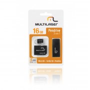 Cartao de Memoria 16GB Micro SD + Adaptador SD / USB MC059 - Multilaser