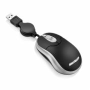 Mouse Mini Optico Emborrachado com Cabo Retrátil USB Preto - MO117