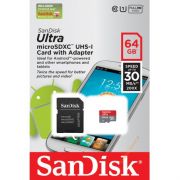 Cartão de Memória 64GB Micro SDXC UHS-I Classe 10 Ultra SDSDQUA-064G-U46A - Sandisk