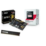 Kit AMD Sempron 3850 Quad Core 1.3Ghz 2MB BOX + Memória DDR3 4GB 1600Mhz Logic + Placa Mãe Asus AM1M-A (S/V/R) - Glacon