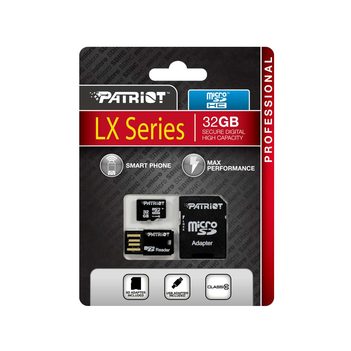 Cartao de Memoria 32GB Micro SDHC Classe 10 com Adpatador SD/USB LX Series PSF32GMCSHC10UK - Patriot