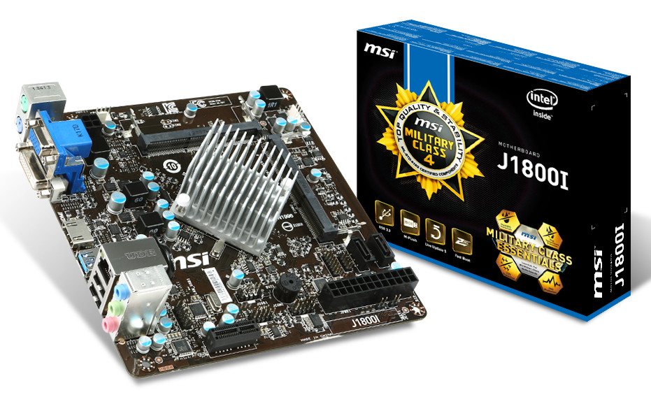Placa Mãe ITX C/Processador Integrado Celeron Dual Core 2.4Ghz (S/V/R) J1800i Padrão de Memória de Notebook - MSI