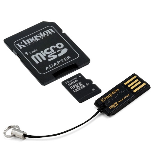 Cartão MicroSDHC 16GB Class 10 com Adaptador SD e USB (MBLY10G2/16GB) - Kingston