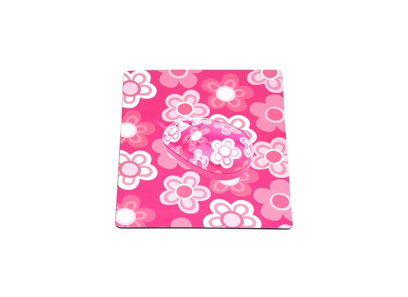 Mouse + mouse pad rosa/branco JT-0083 - Kolke