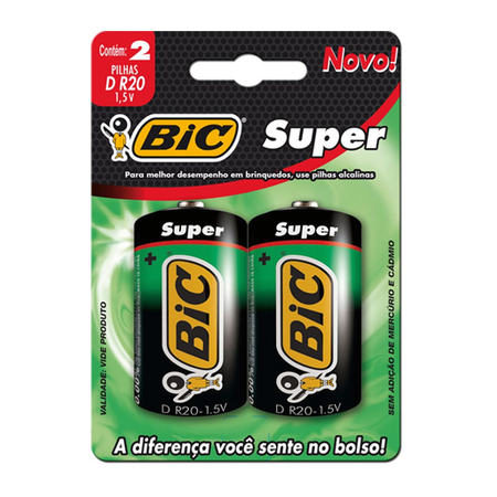 Pilha Comum Super Grande 2x1 R20 - BIC