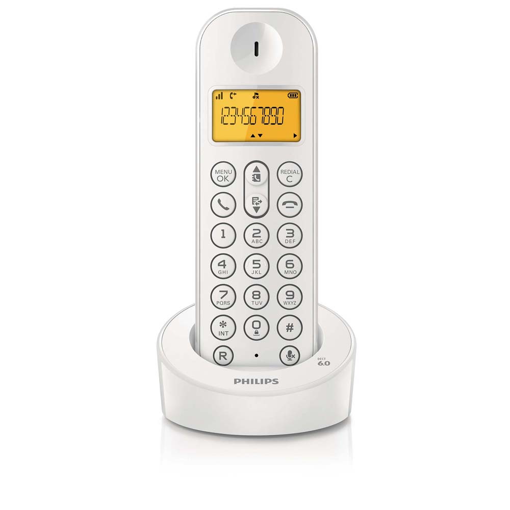 Telefone sem Fio c/ Identificador de chamadas D1201W/BR Branco - Philips