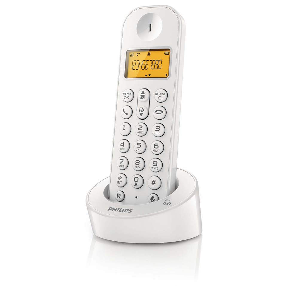 Telefone sem Fio c/ Identificador de chamadas D1201W/BR Branco - Philips