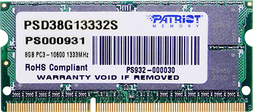 Memória de Notebook 8GB 1333Mhz DDR3 PSD38G13332S - Patriot
