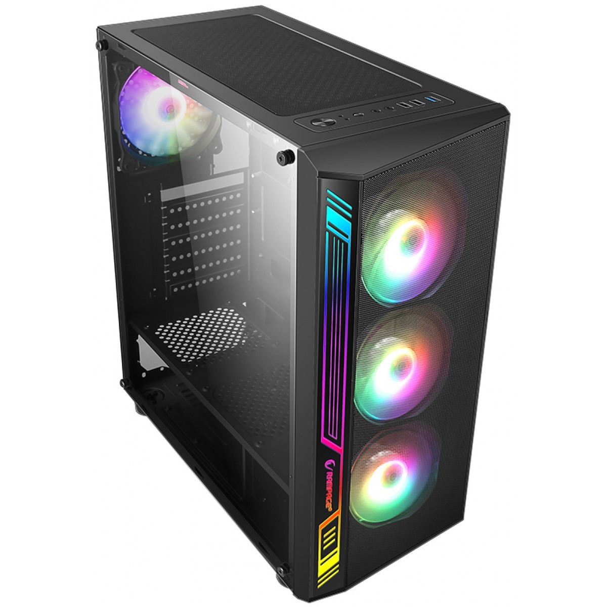 Gabinete Gamer DEX RGB Vidro Temperado com 6 Cooler - Liketec