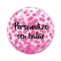 Balão Bubble Estampado Confete Rosa 18 Polegadas - 45cm