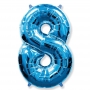 Balão Metalizado Azul Número 8 - 1 Metro