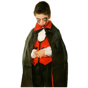Capa Preta com Gola Vermelha Drácula Infantil Oxford