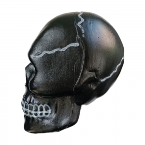 Crânio de Plástico Preto para Decoração - 28 cm