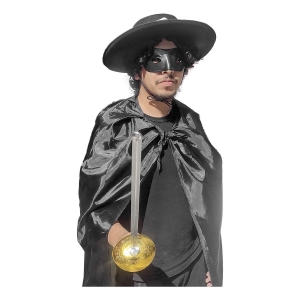 Fantasia Zorro Adulto com Capa, Chapéu, Máscara e Espada