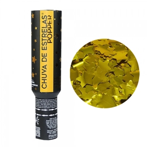 Lança Confete Granada Chuva Estrelas Douradas - 30cm