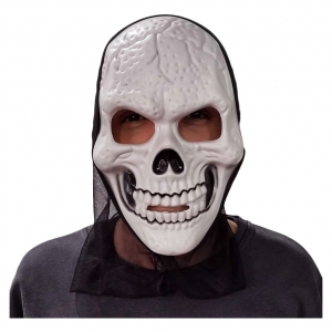 Máscara Halloween Caveira Rachada com Capuz