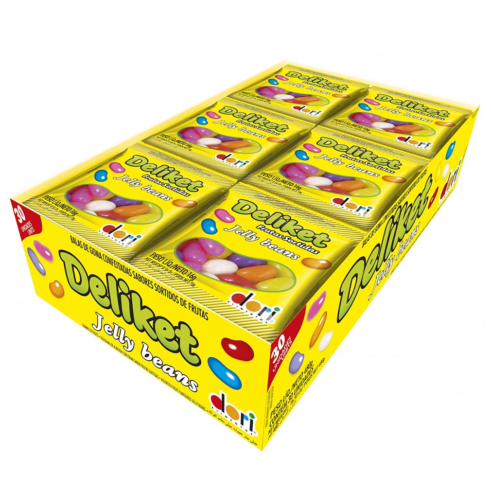 Bala de Goma Deliket Jelly Beans Sortida - 480g