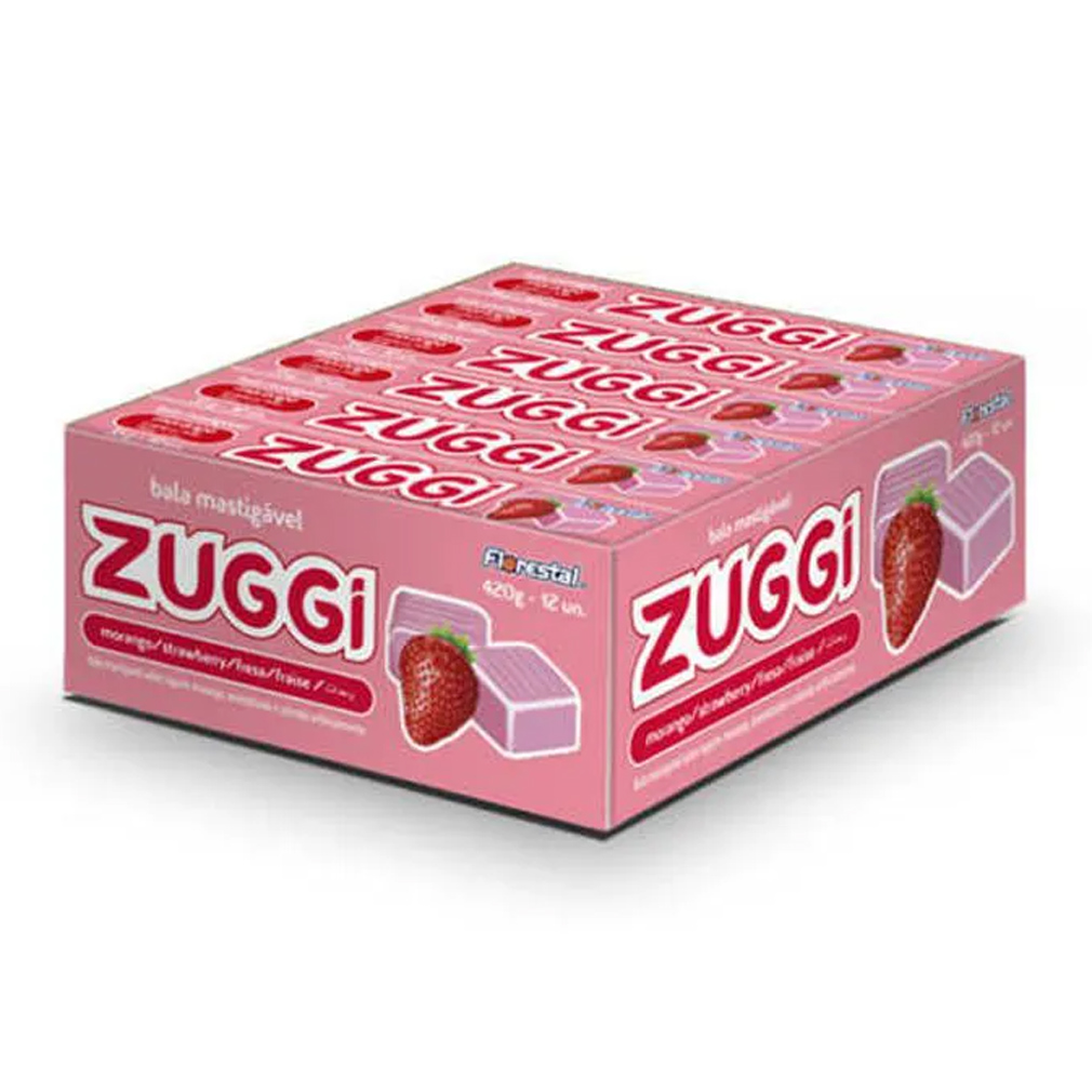 Bala Mastigável Drops Zuggi Iogurte de Morango - 420g