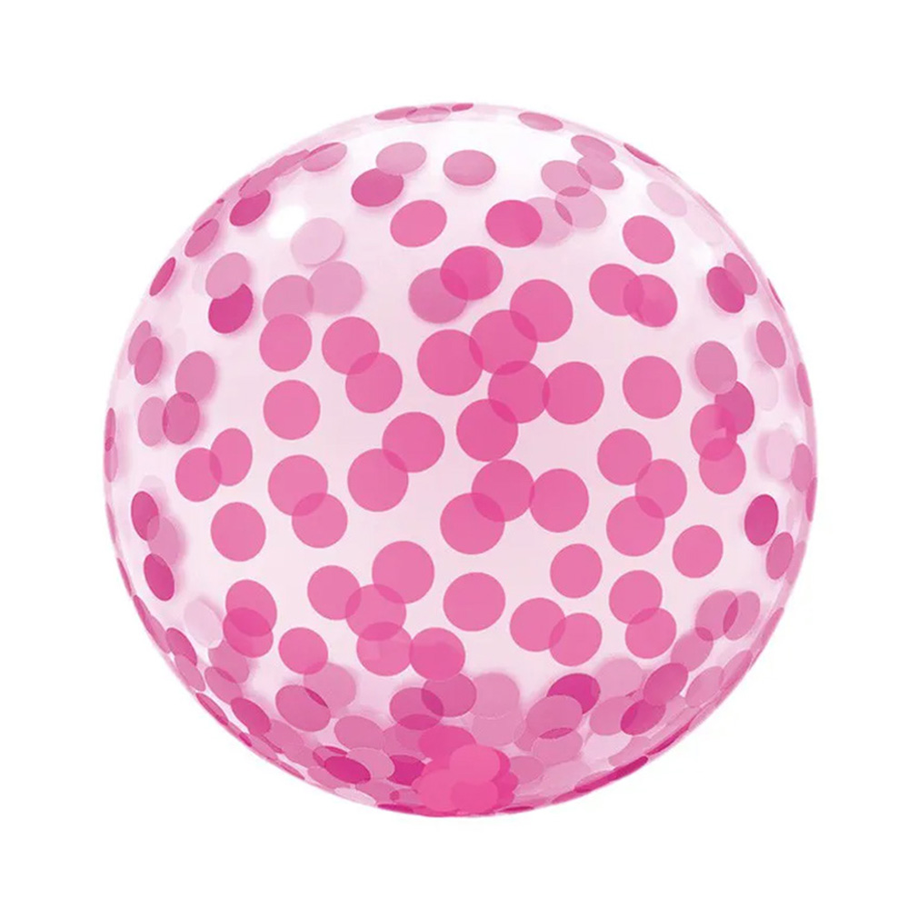 Balão Bubble Estampado Confete Rosa 18 Polegadas - 45cm