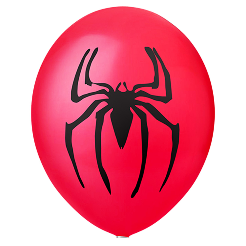 Balão Estampado Aranha Vermelho - 11 Polegadas - 25 Unidades
