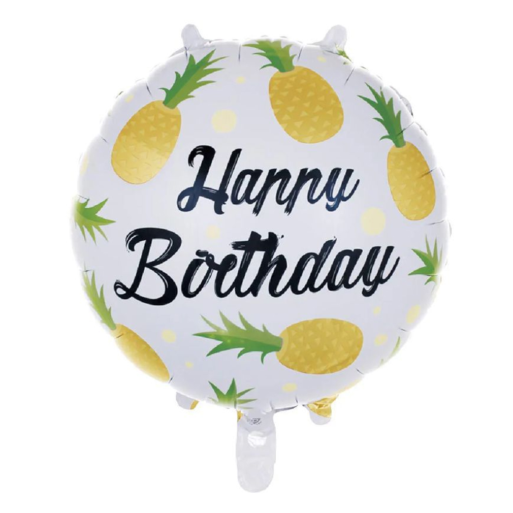 Balão Metalizado Happy Birthday Abacaxi - 18 Polegadas