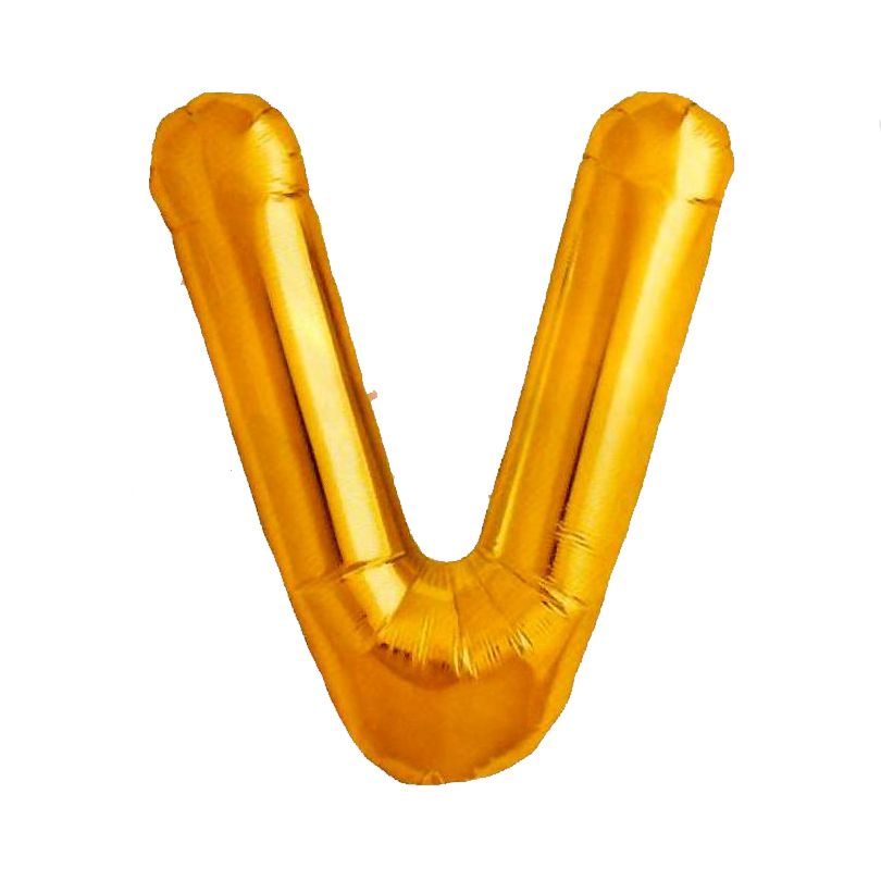 Balão Metalizado Letra V Dourado 70cm