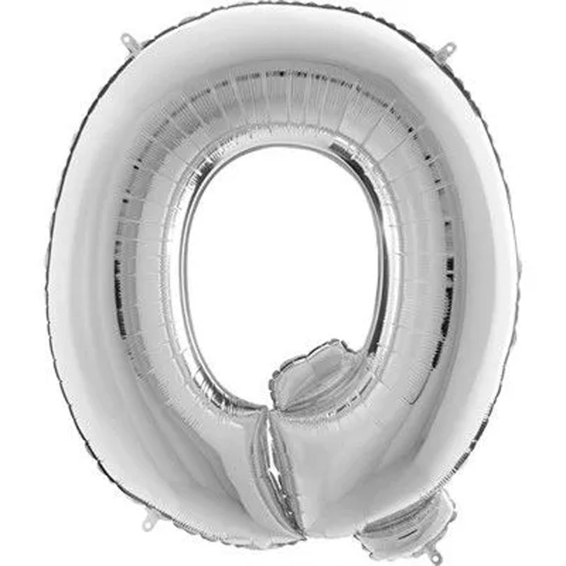 Balão Metalizado Prata Letra Q - 1 Metro
