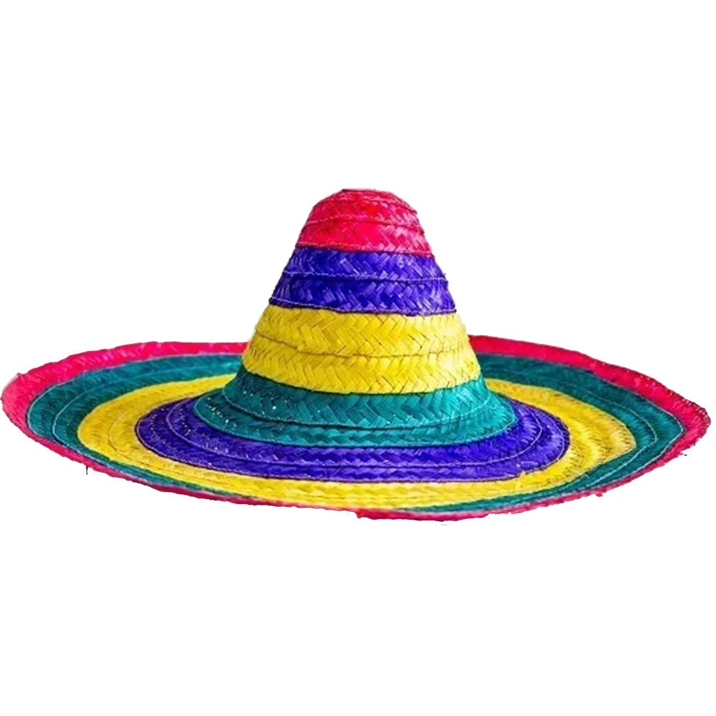Chapéu Mexicano Sombreiro de Palha Colorido