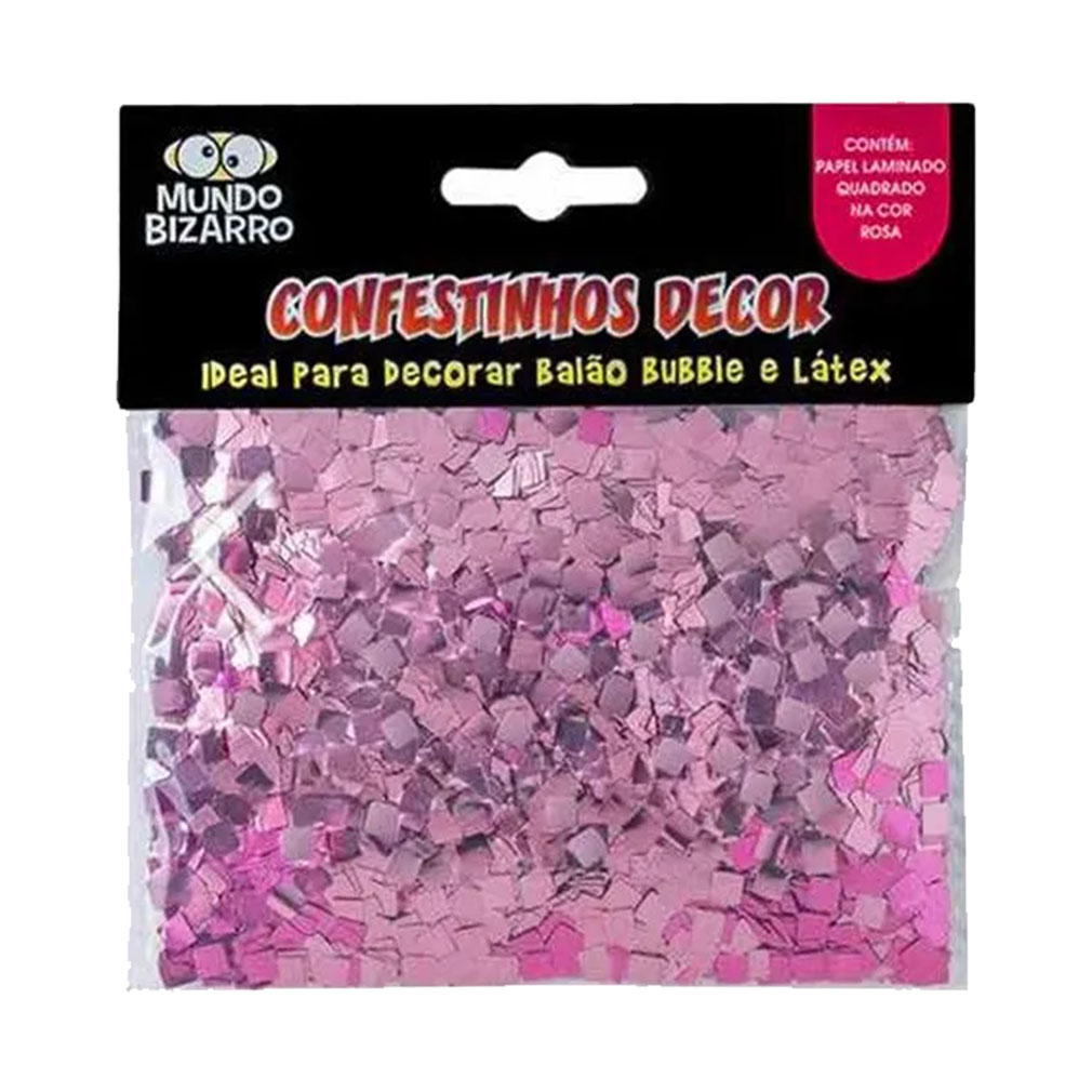 Confete Metalizado para Balão Quadrado Rosa - 25g