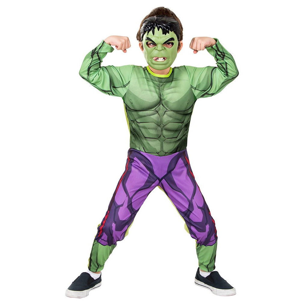 Fantasia Hulk Infantil Luxo com Músculos e Máscara