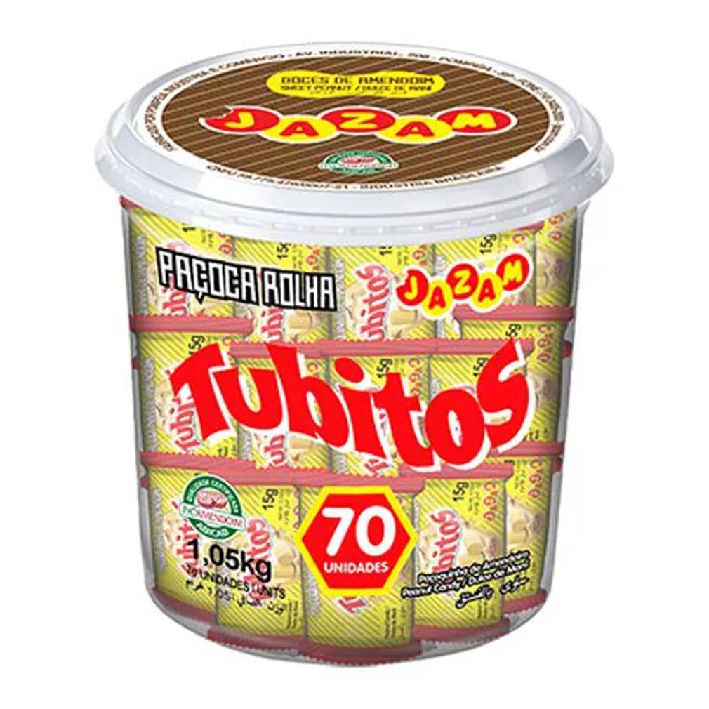 Paçoca de Amendoim Rolha Tubitos - 1,05kg