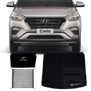 Kit Hyundai Creta 2017 18 19 Tapete Carpete Porta Malas com Bolsa Organizadora e Rede Porta Malas Elásticas