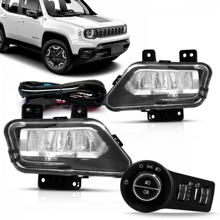 Kit Farol de Milha Completo Jeep Renegade 2022 23 Em Diante Com Botão Modelo Tipo Original