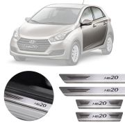 Soleira de Aço Inox Premium Escovado Hyundai Hb20 2012 13 14 15 16 17 18 19