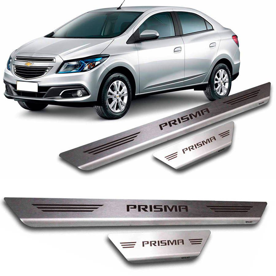 Soleira de Aço Inox Premium Escovado Chevrolet Prisma 2013 14 15 16 17 18 19