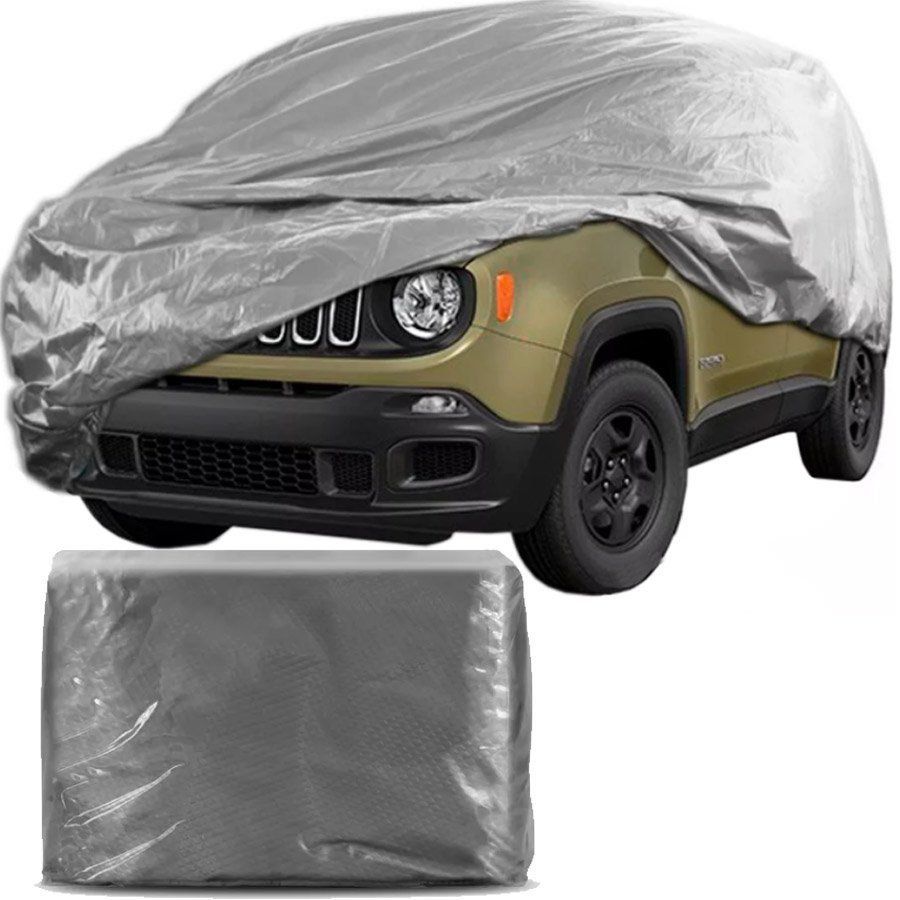 Capa Protetora para Cobrir Carro 100% Impermeável com Forro Central e Elástico Tamanho G Cinza Jeep Renegade