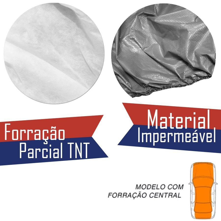Capa Protetora para Cobrir Carro 100% Impermeável com Forro Central e Elástico Tamanho GG Cinza