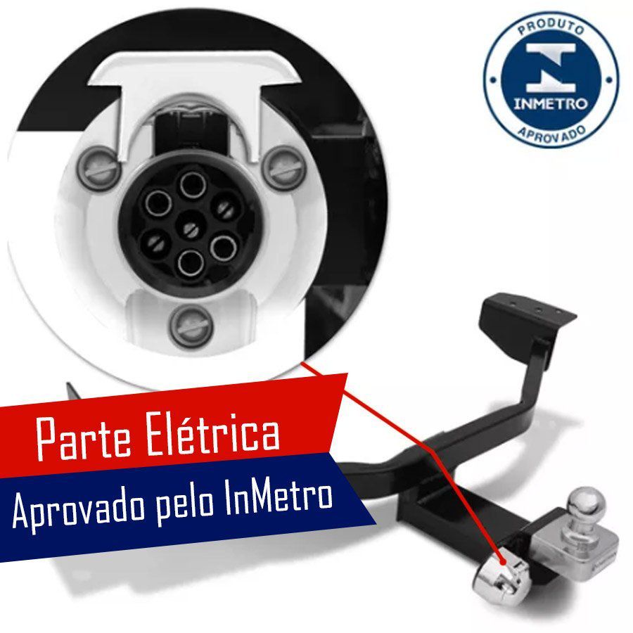 Engate Para Reboque Rabicho Fiat Uno Smart Fire 2000 01 02 03 Tração 400Kg InMetro