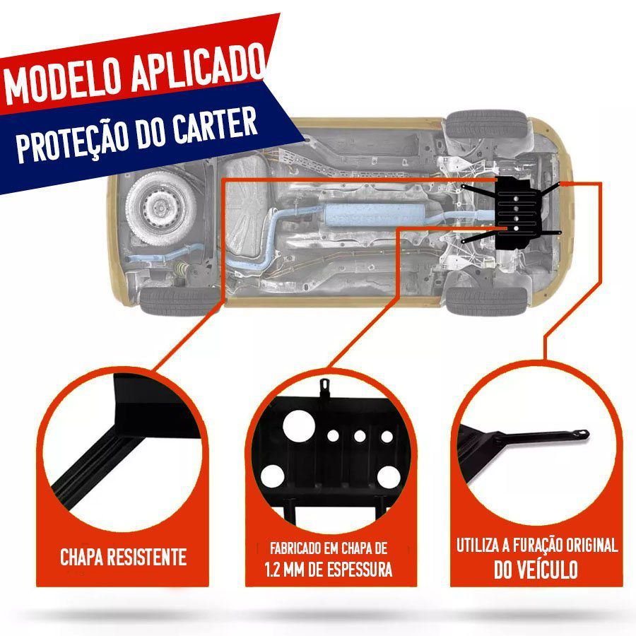 Protetor de Carter Completo Fiat Palio Uno 2014 15 16 17 18 Com Parafusos Fixadores