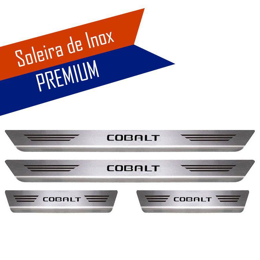 Soleira de Aço Inox Premium Escovado Chevrolet Cobalt 2013 14 15 16