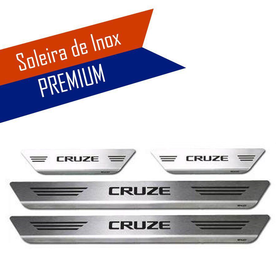 Soleira de Aço Inox Premium Escovado Chevrolet Cruze 2012 13 14 15 16 17