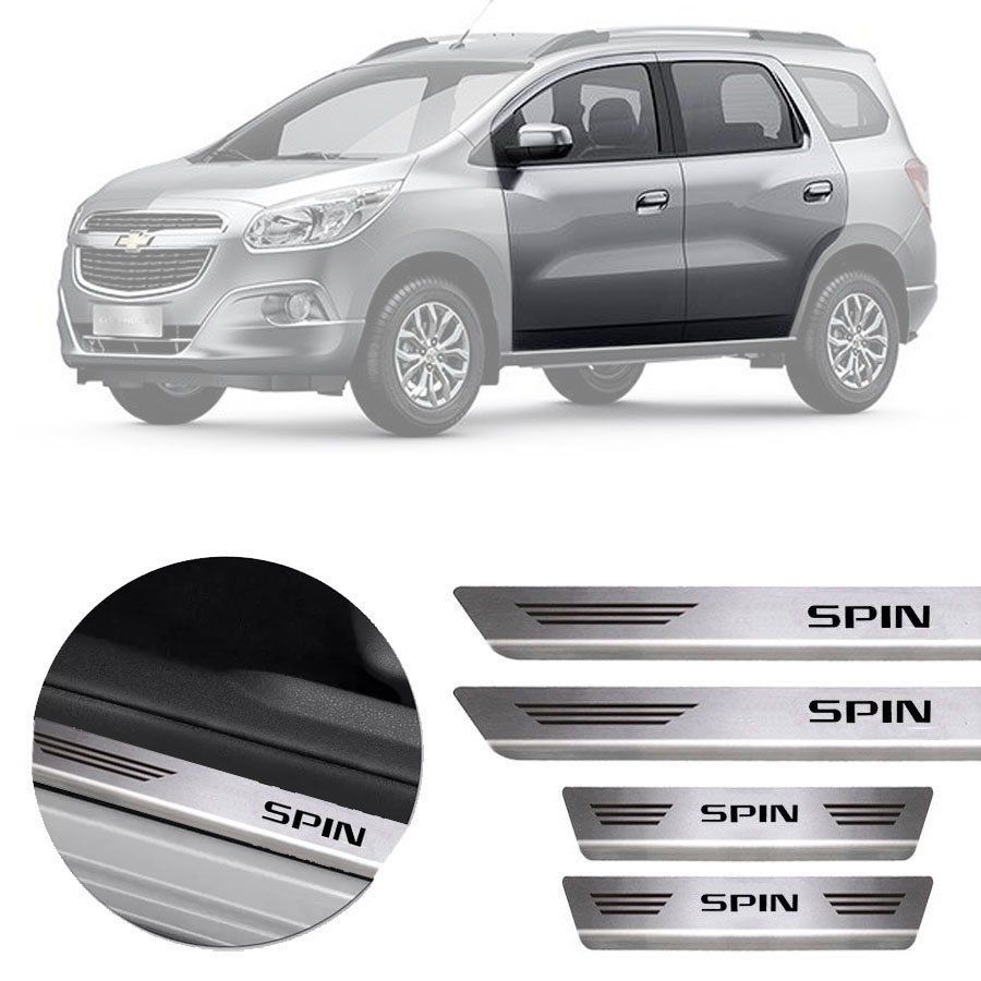 Soleira de Aço Inox Premium Escovado Chevrolet Spin 2013 14 15 16 17 18 19