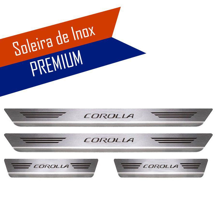 Soleira de Aço Inox Premium Escovado Toyota Corolla 2012 13 14 15 16 17 18 19