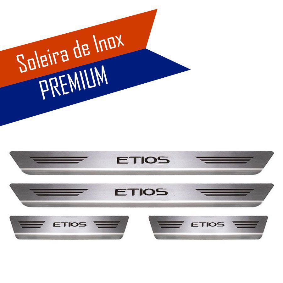 Soleira de Aço Inox Premium Escovado Toyota Etios 2013 14 15 16 17 18 19