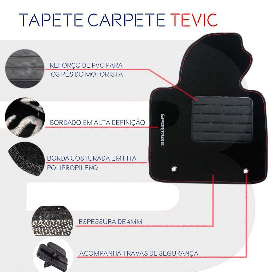 Tapete Carpete Tevic Fiat Strada 2012 13 14 15 16 17 Cabine Simples