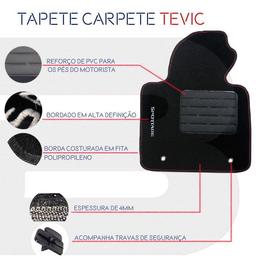 Tapete Carpete Tevic Ford Ecosport 2003 04 05 06 07 08 09 10 11 12