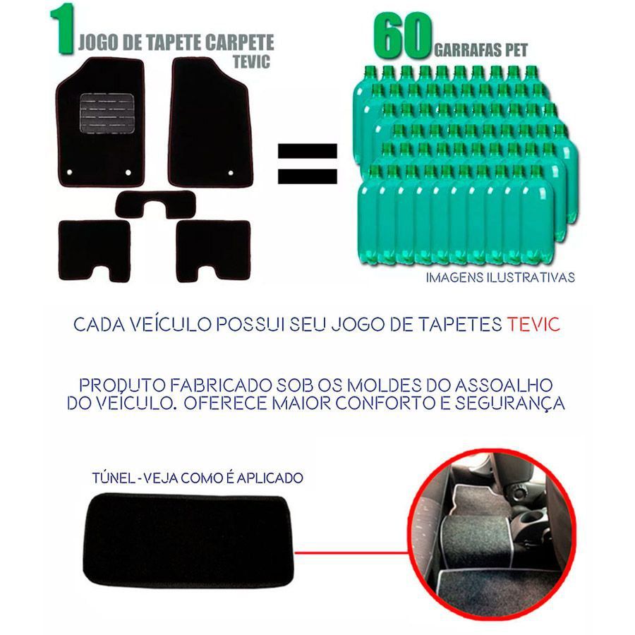 Tapete Carpete Tevic Hyundai Hb20s 2016 17 18 Completo Com Porta Malas