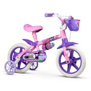 Bicicleta infantil aro 12 com Cestinha, Garrafinha e Rodinhas | Nathor Cat