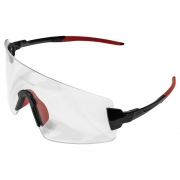 óculos Ciclismo Genesi Gen13-40 Preto e Vermelho com Lentes Transparentes