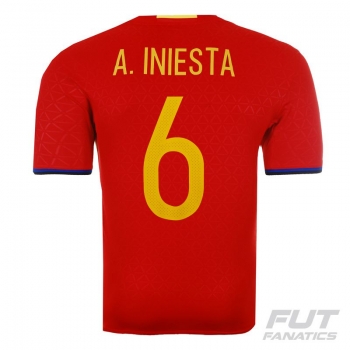 Adidas Spain Home 2016 Jersey 6 A. Iniesta
